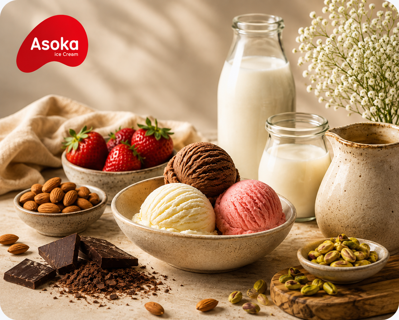 Asoka ice cream crafted with quality ingredients